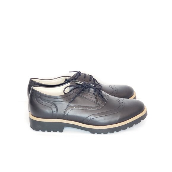 Zapato Black Lug Heel Leather Oxford - HAML6 - Picture 7 of 7